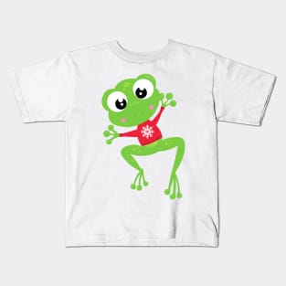 Winter Frog, Cute Frog, Green Frog, Sweater Kids T-Shirt